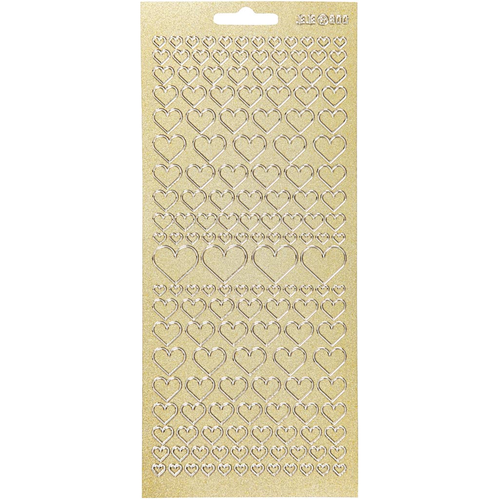Creativ company stickers, hearts, sheet 10x23 cm, gold, 1 sheet