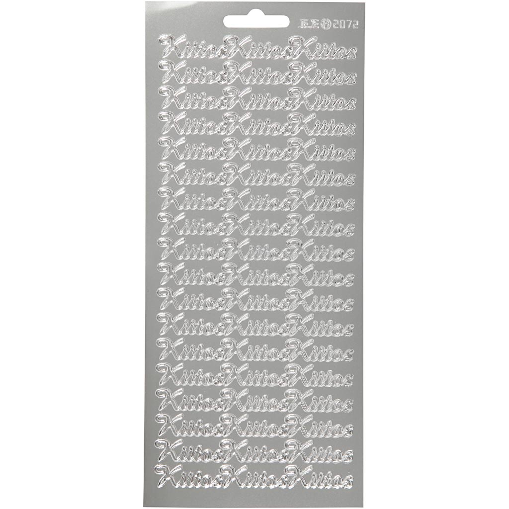 Creativ company stickers, kiitos, sheet 10x23 cm, silver, 1 sheet