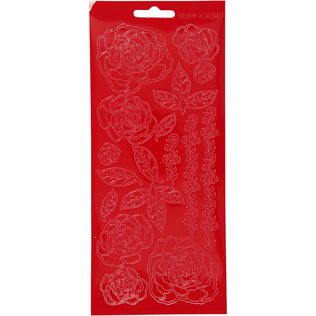 Creativ company stickers, roses, sheet 10x23 cm, red, 1 sheet