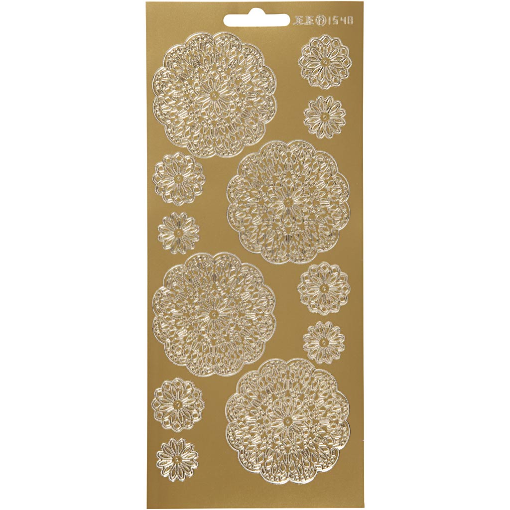 Creativ company stickers, flowers, sheet 10x23 cm, gold, 1 sheet