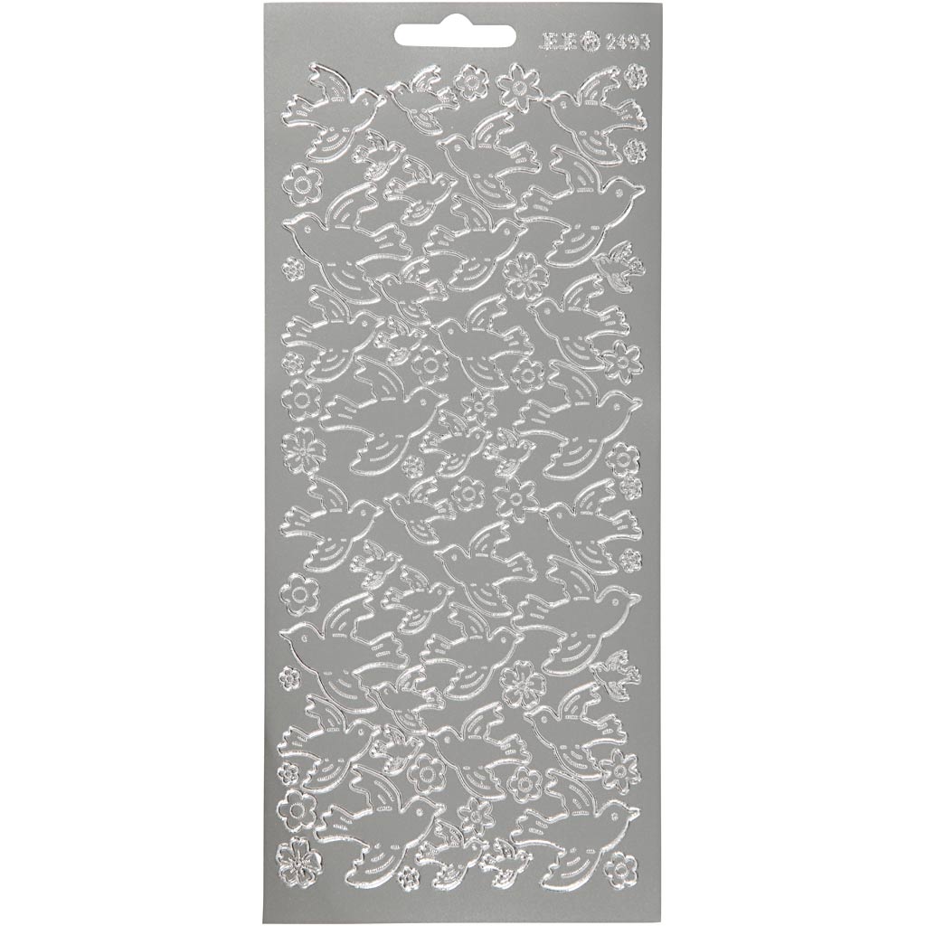 Creativ company stickers, doves, sheet 10x23 cm, silver, 1 sheet