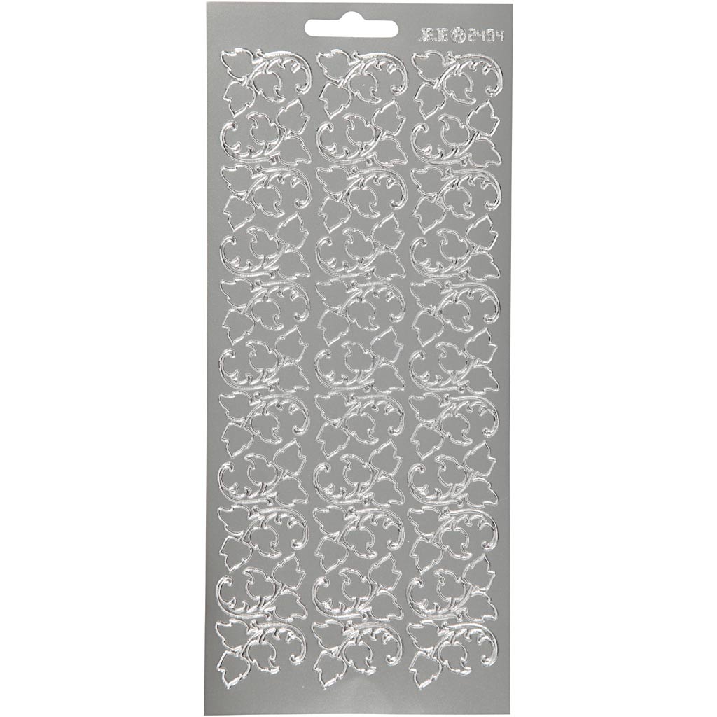 Creativ company stickers, leaves, sheet 10x23 cm, silver, 1 sheet