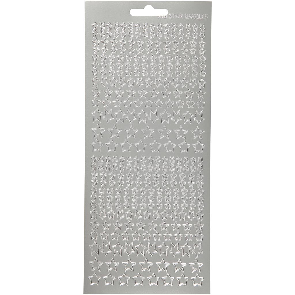 Creativ company stickers, stars, sheet 10x23 cm, silver, 1 sheet