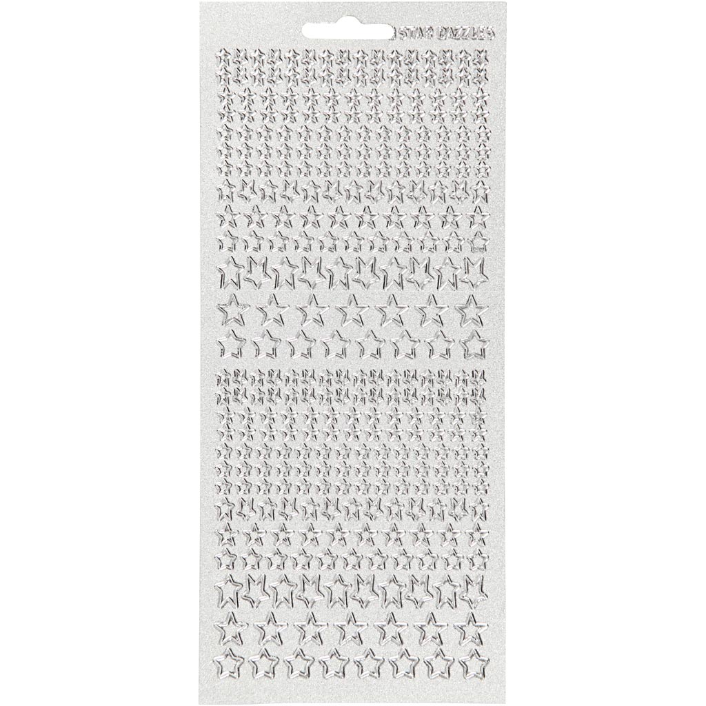 Creativ company stickers, stars, sheet 10x23 cm, silver, 1 sheet