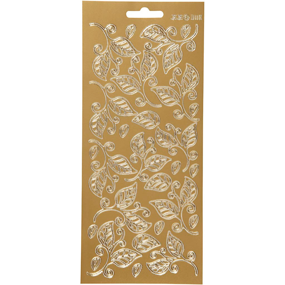 Creativ company stickers, leaves, sheet 10x23 cm, gold, 1 sheet