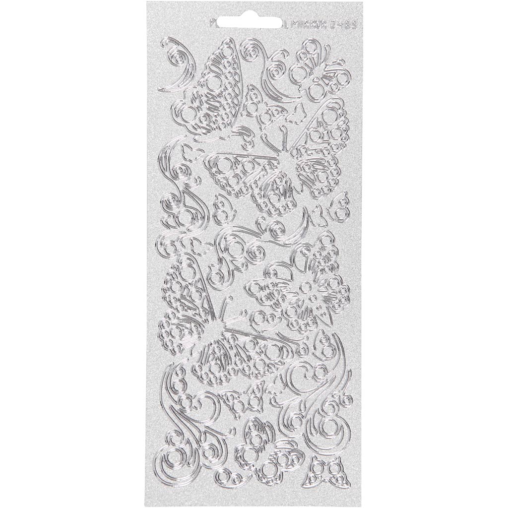 Creativ company stickers, butterflies, sheet 10x23 cm, silver, 1 sheet