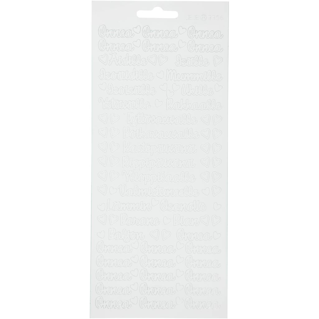 Creativ company stickers, onnea aidille, sheet 10x23 cm, white, 1 sheet