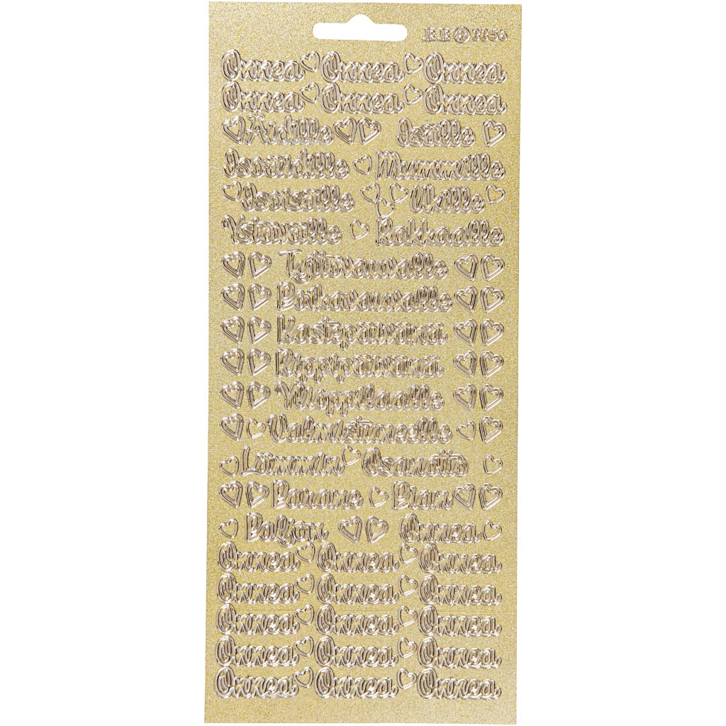 Creativ company stickers, onnea aidille, sheet 10x23 cm, gold, 1 sheet