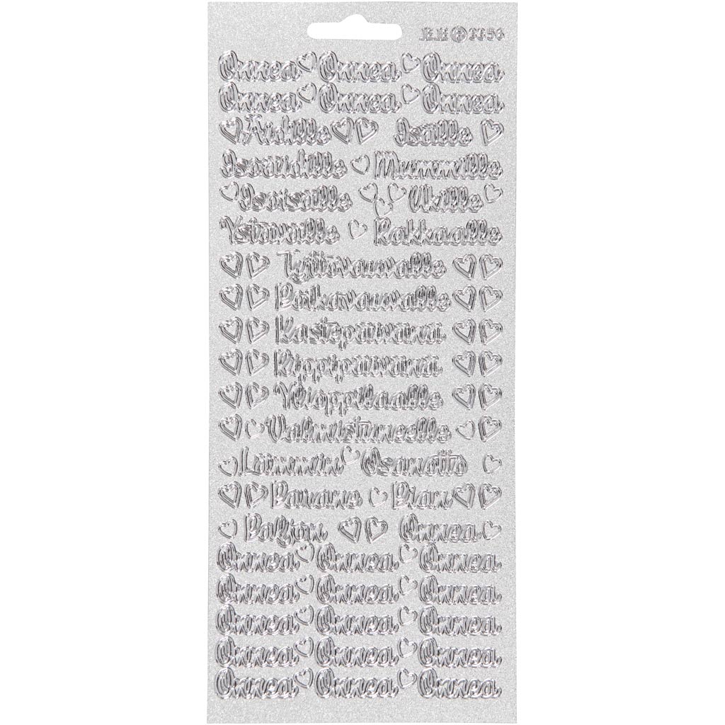 Creativ company stickers, onnea aidille, sheet 10x23 cm, silver, 1 sheet