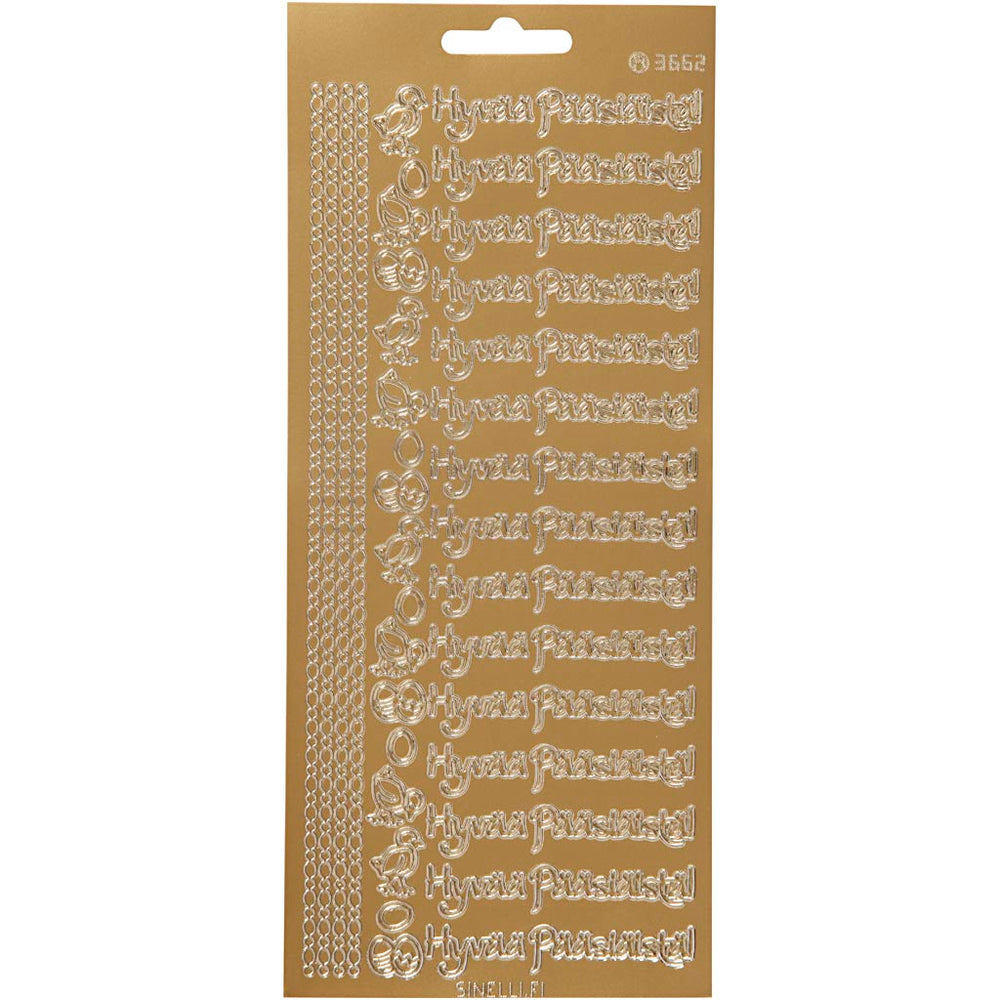 Creativ company stickers, hyvaa pääsiäistä, sheet 10x23 cm, gold, 1 sheet