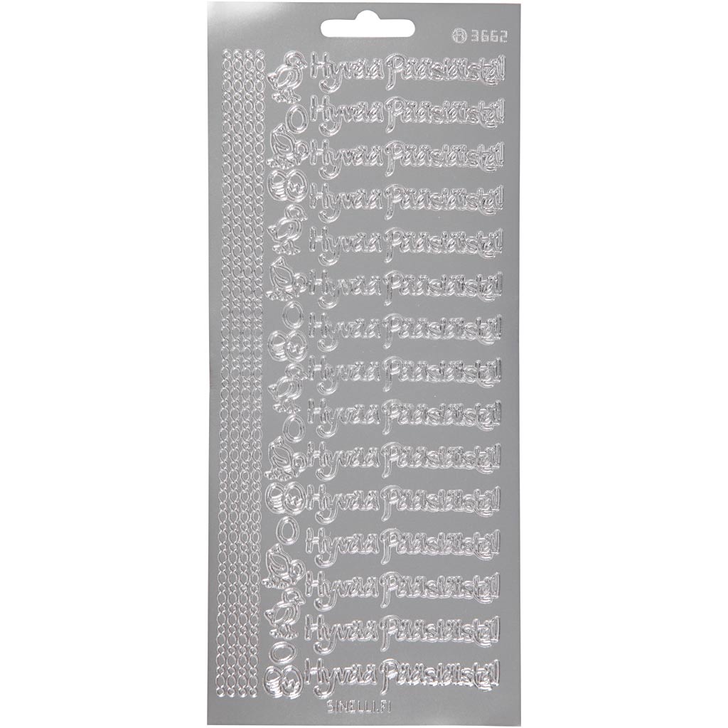 Creativ company stickers, hyvaa pääsiäistä, sheet 10x23 cm, silver, 1 sheet