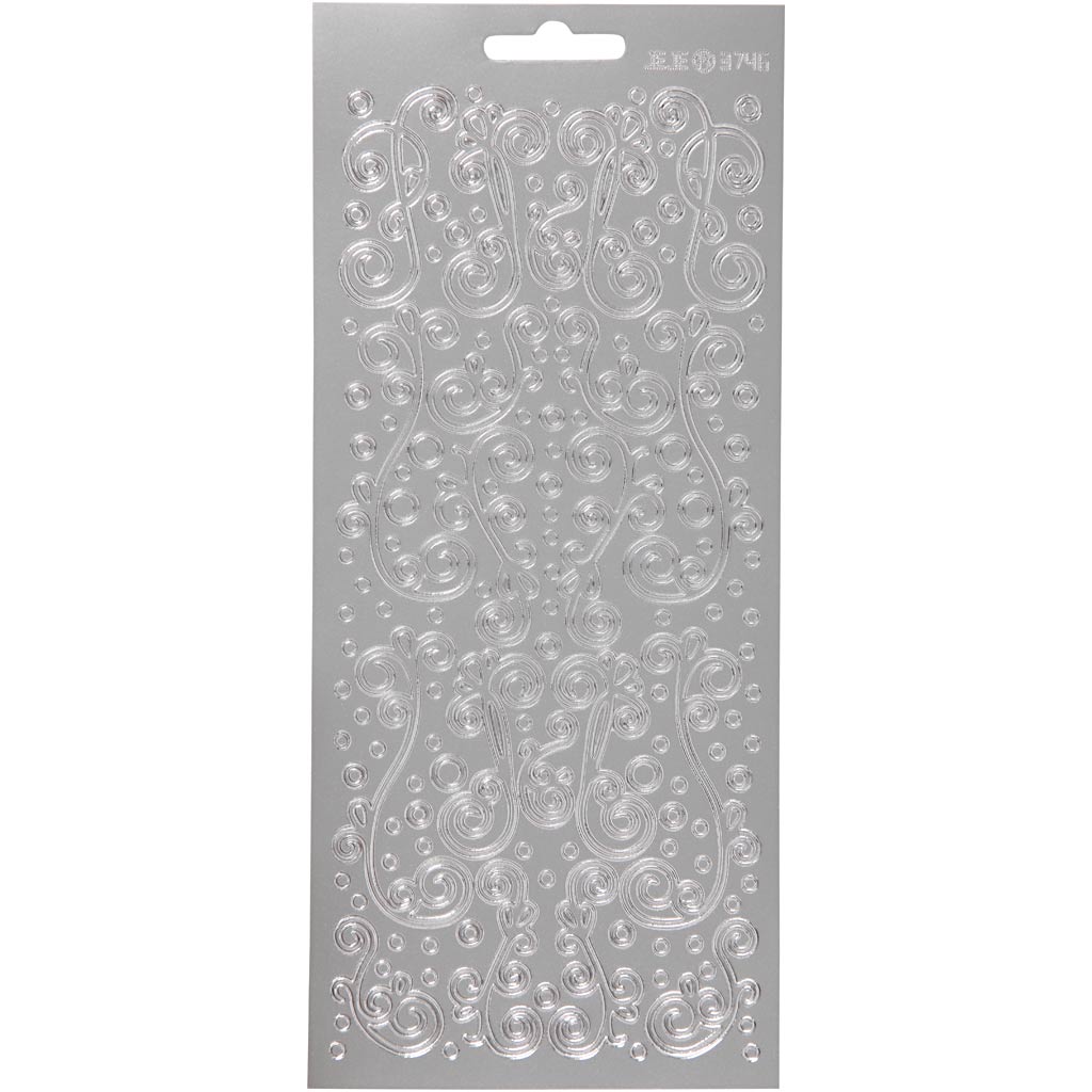 Creativ company stickers, swirl, sheet 10x23 cm, silver, 1 sheet