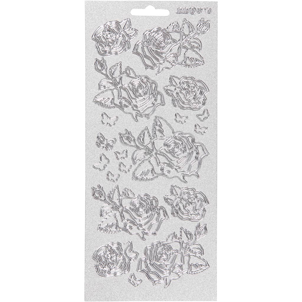 Creativ company stickers, roses, sheet 10x23 cm, silver, 1 sheet