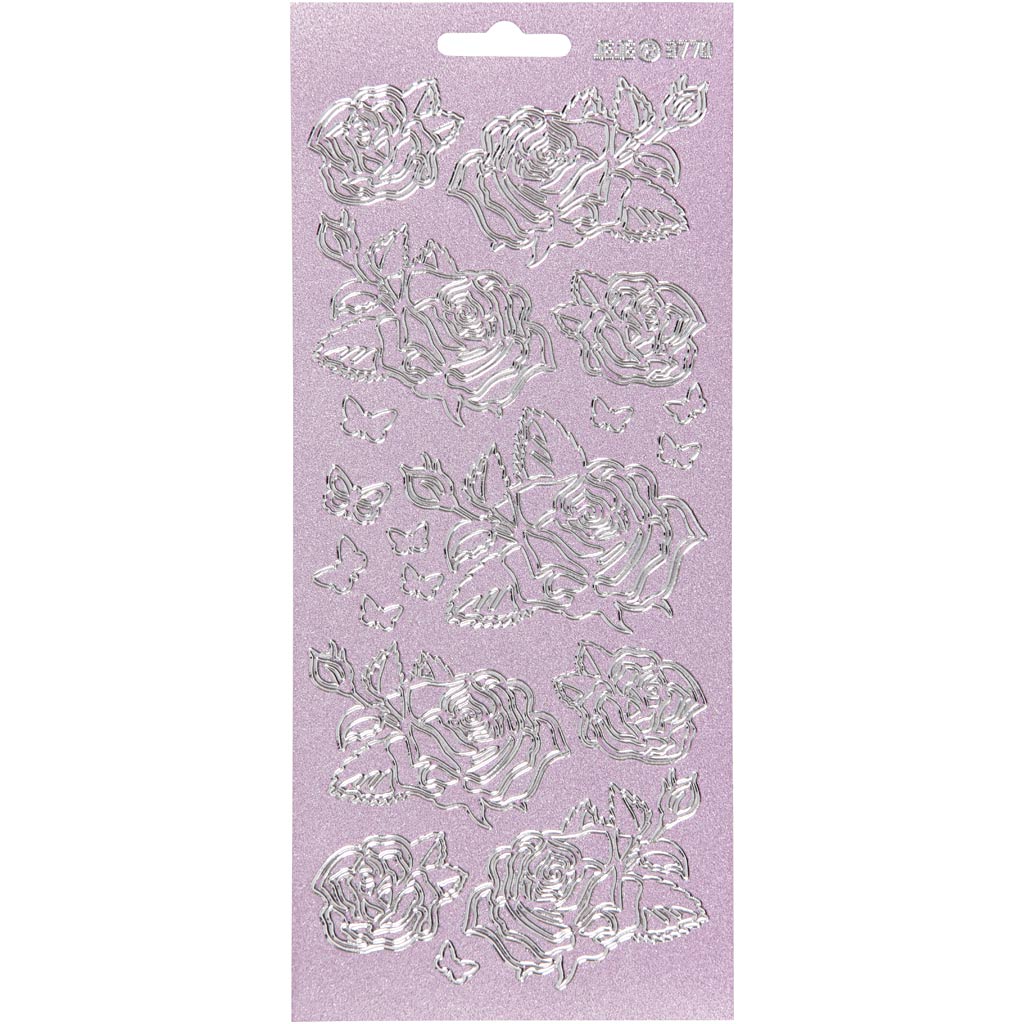 Creativ company stickers, roses, sheet 10x23 cm, silver, 1 sheet
