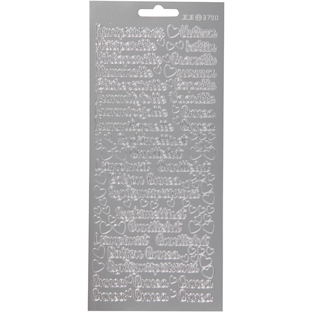 Creativ company stickers, nimipäivänä, sheet 10x23 cm, silver, 1 sheet