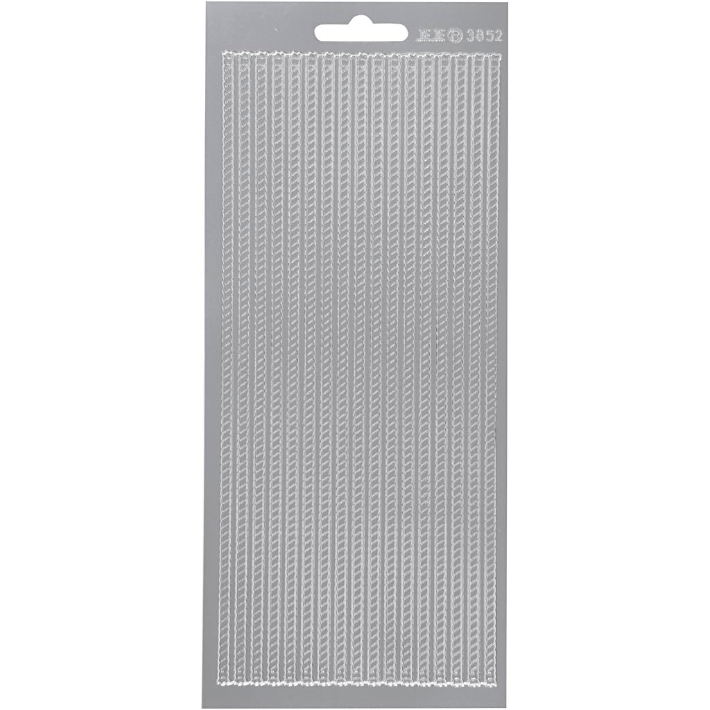Stickers, randen, vel 10x23 cm, zilver, 1 vel