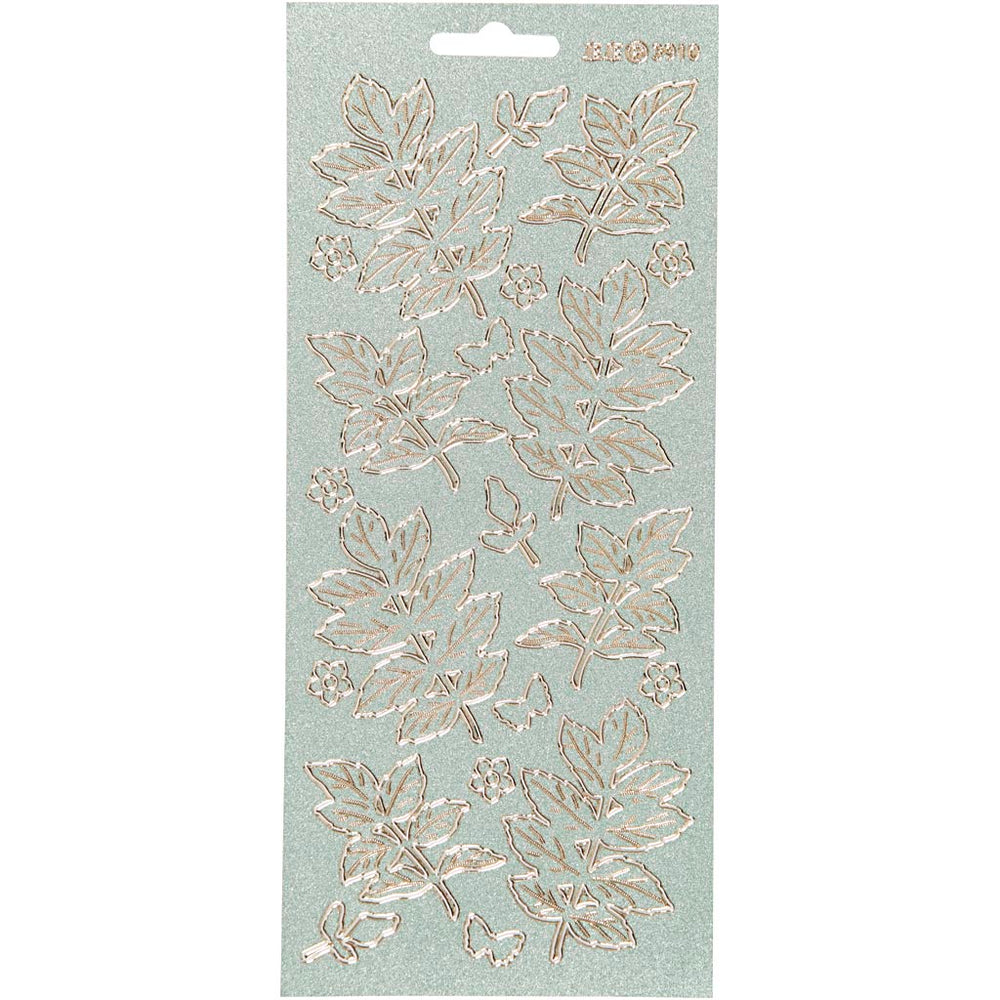 Creativ company stickers, leaves, sheet 10x23 cm, gold, 1 sheet