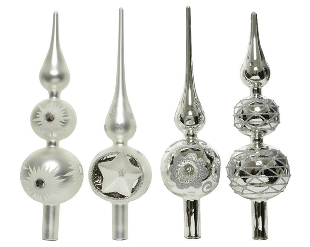 Decoris piek glas zilver 31cm