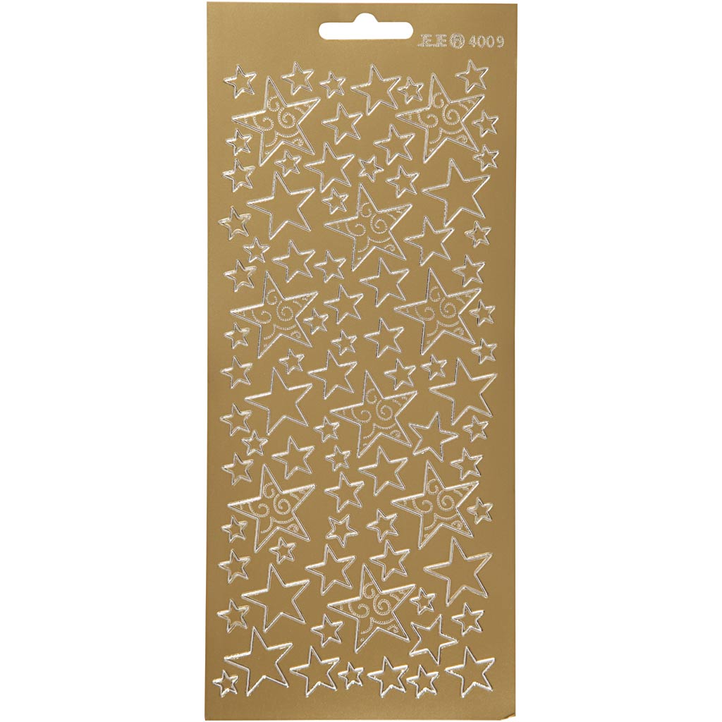 Creativ company stickers, stars, sheet 10x23 cm, gold, 1 sheet