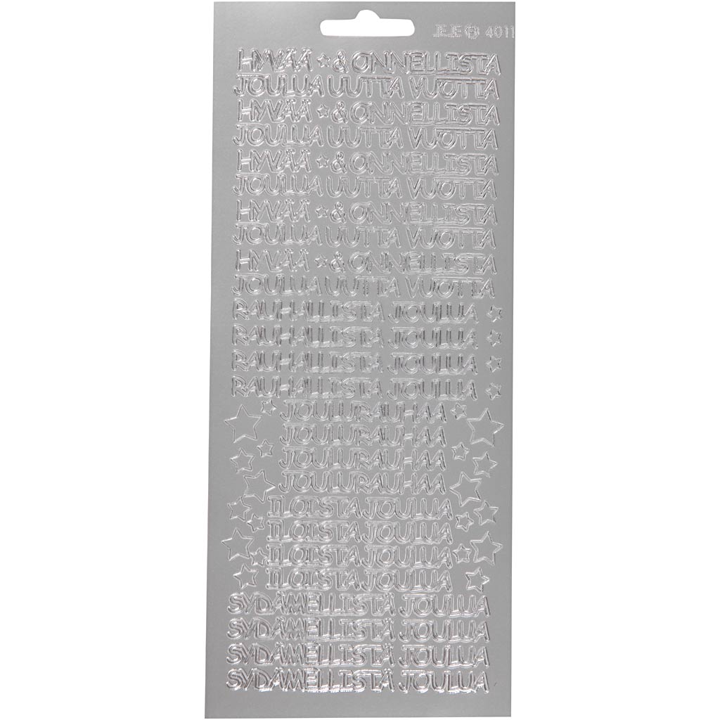 Creativ company stickers, hyvaa onnelista, sheet 10x23 cm, silver, 1 sheet