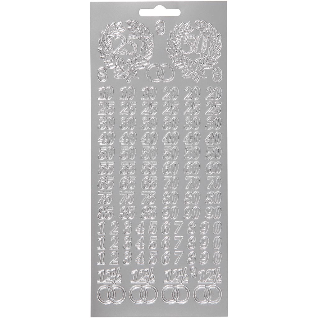 Creative company stickers, anniversary, sheet 10x23 cm, silver, 1 sheet