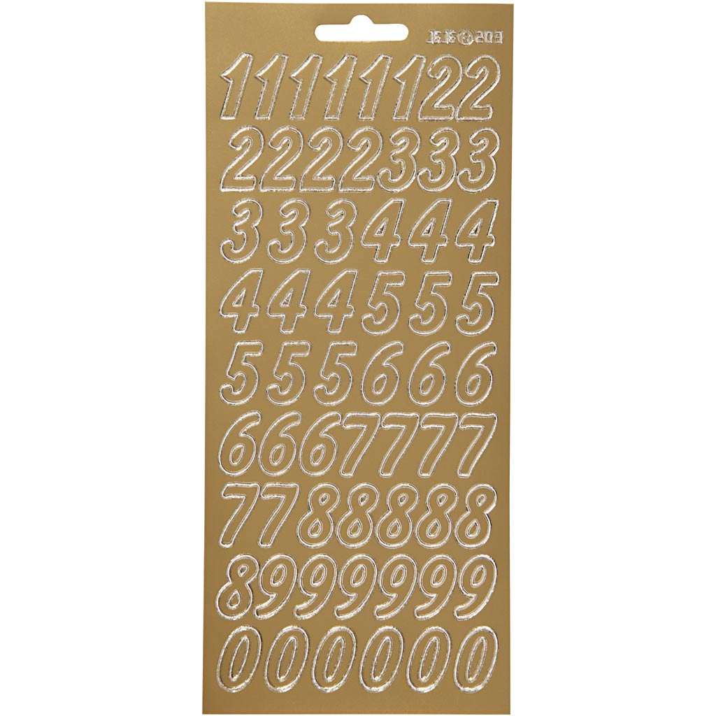 Creativ company stickers, numbers, sheet 10x23 cm, gold, 1 sheet