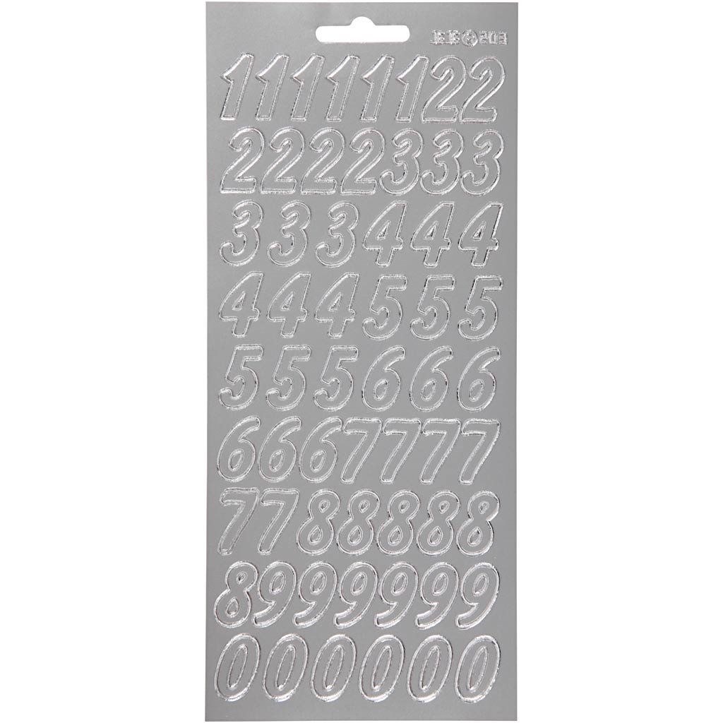 Creativ company stickers, numbers, sheet 10x23 cm, silver, 1 sheet