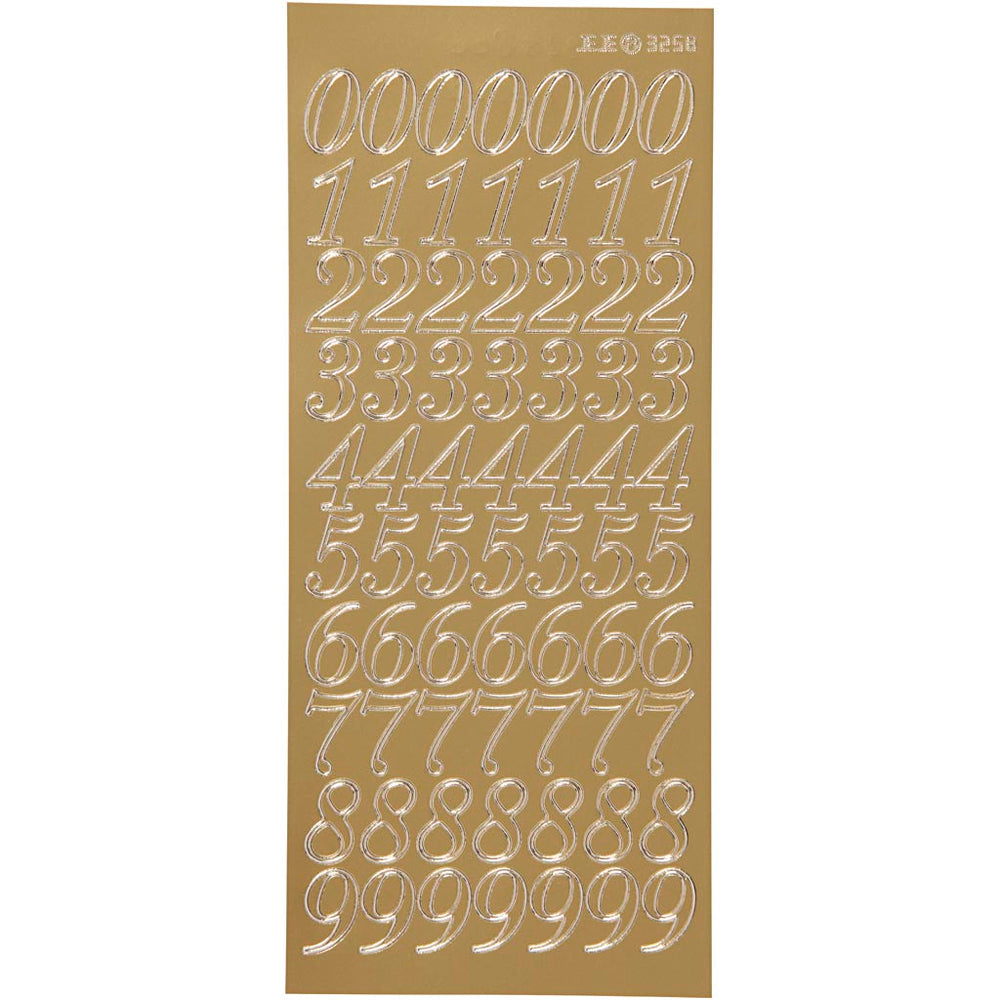 Creativ company stickers, numbers, sheet 10x23 cm, gold, 1 sheet