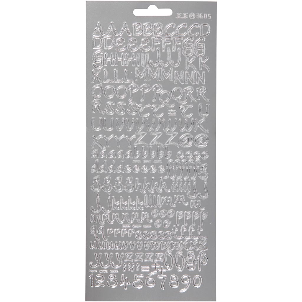 Creativ company stickers, alphabet, sheet 10x23 cm, silver, 1 sheet