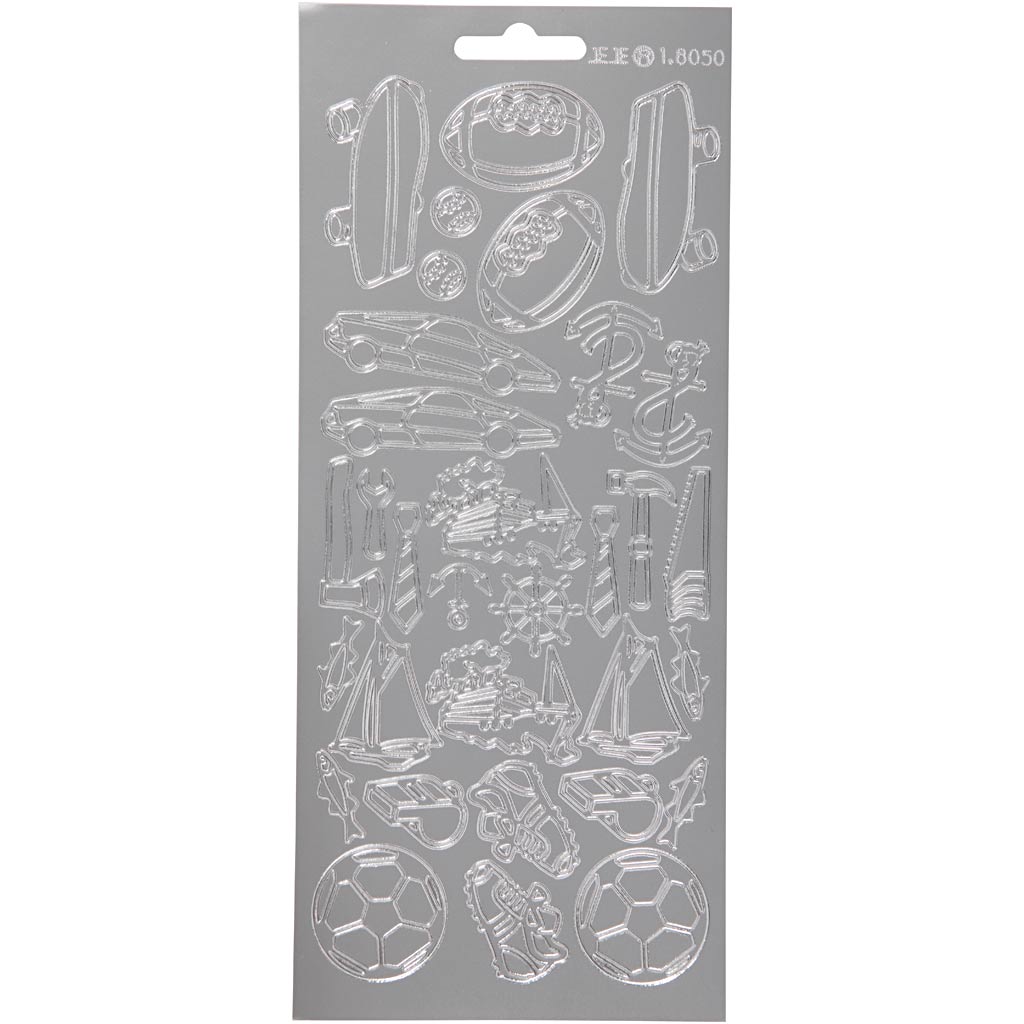 Creativ company stickers, sports, sheet 10x23 cm, silver, 1 sheet