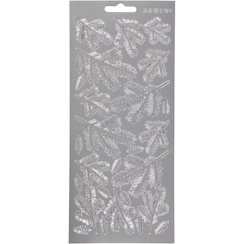 Creativ company stickers, twigs, sheet 10x23 cm, silver, 1 sheet