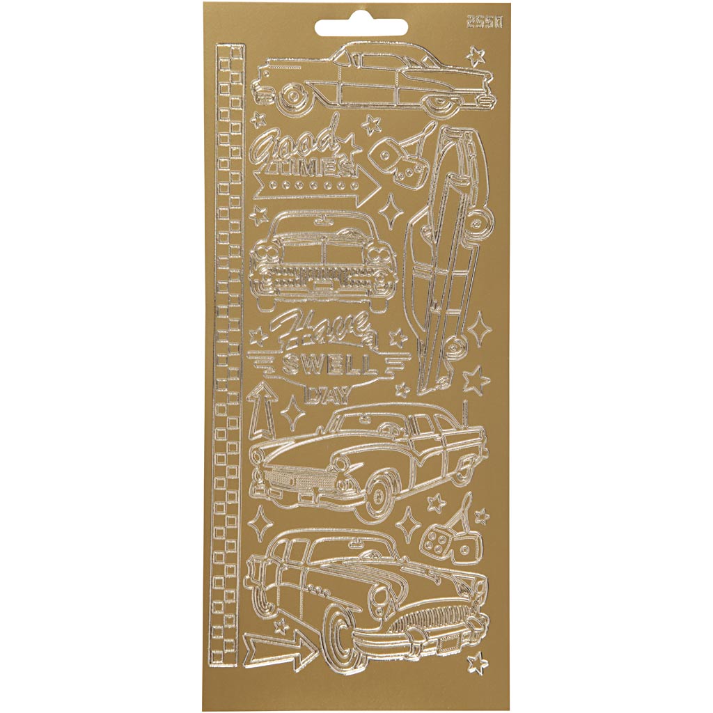 Creativ company stickers, cars, sheet 10x23 cm, gold, 1 sheet