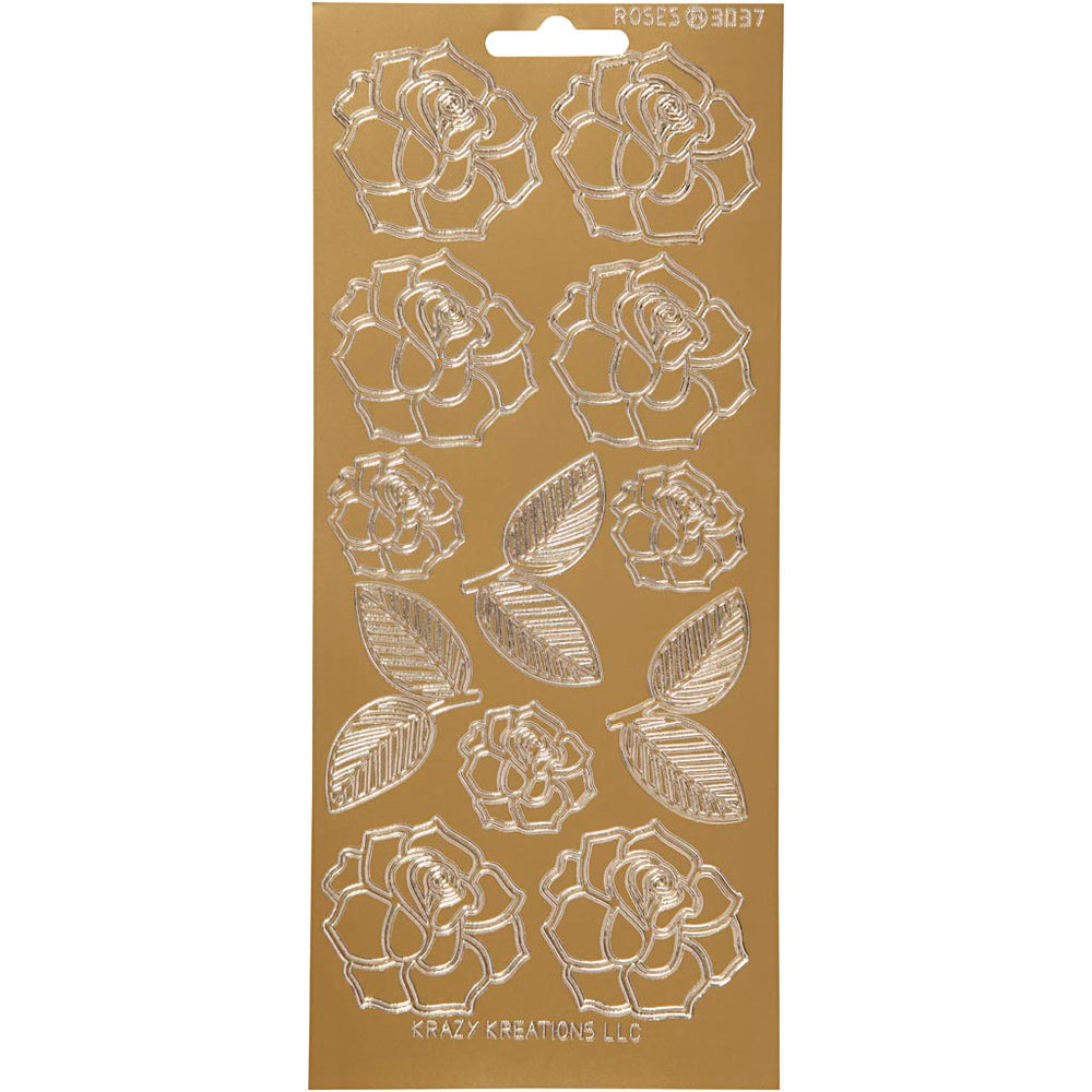 Creativ company stickers, roses, sheet 10x23 cm, gold, 1 sheet