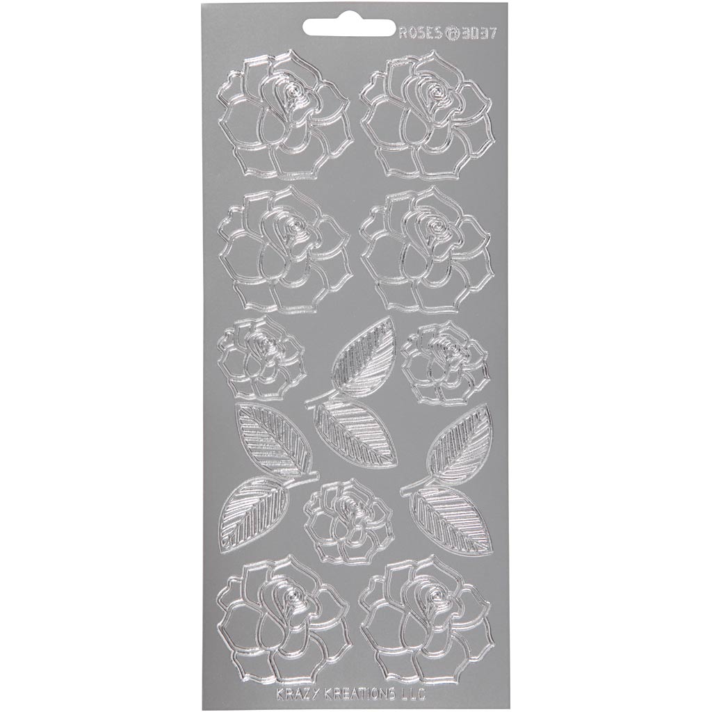 Creativ company stickers, roses, sheet 10x23 cm, silver, 1 sheet