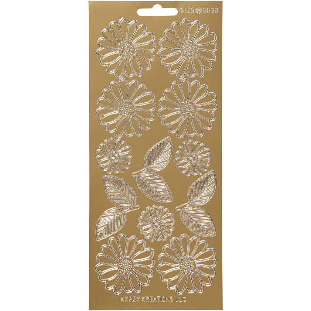 Creativ company stickers, daisies, sheet 10x23 cm, gold, 1 sheet