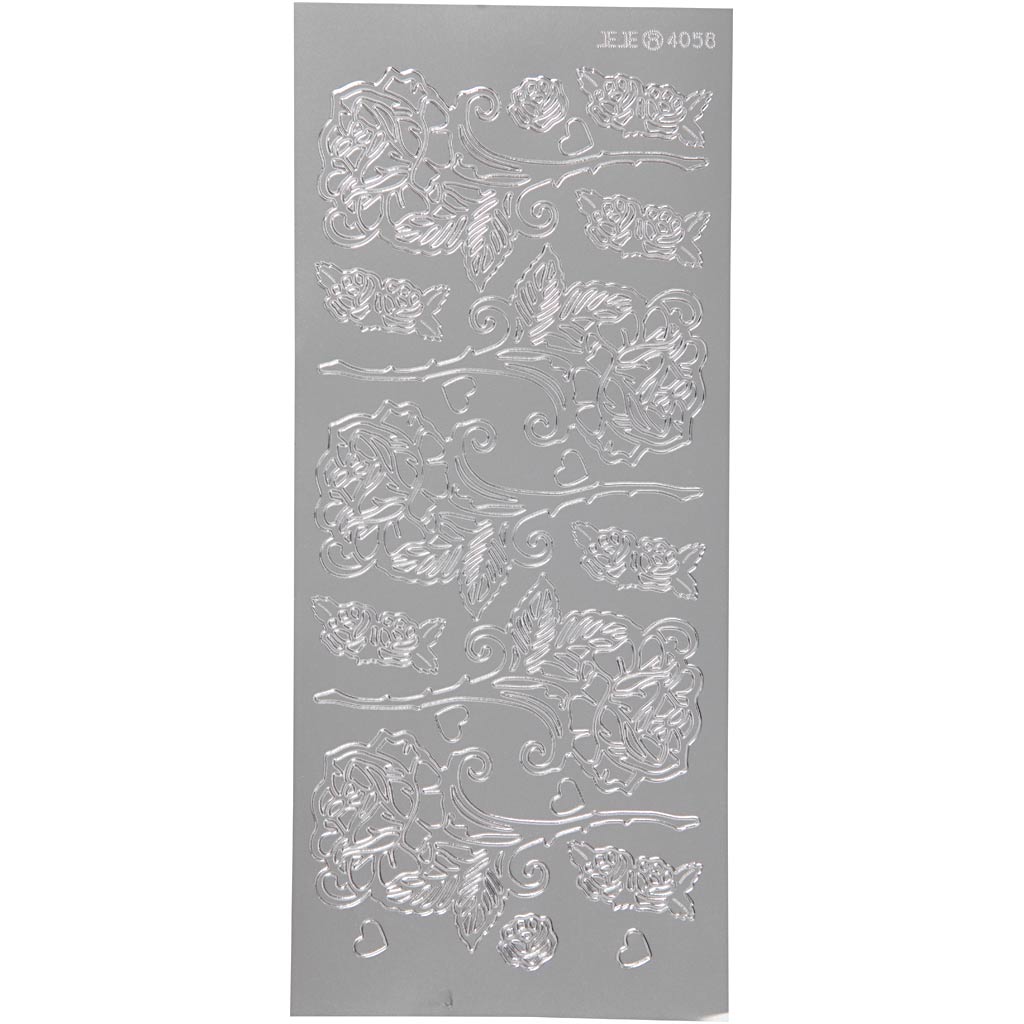 Creativ company stickers, roses, sheet 10x23 cm, silver, 1 sheet