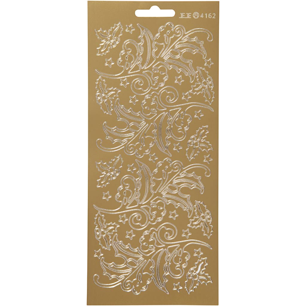 Creativ company stickers, holly, sheet 10x23 cm, gold, 1 sheet