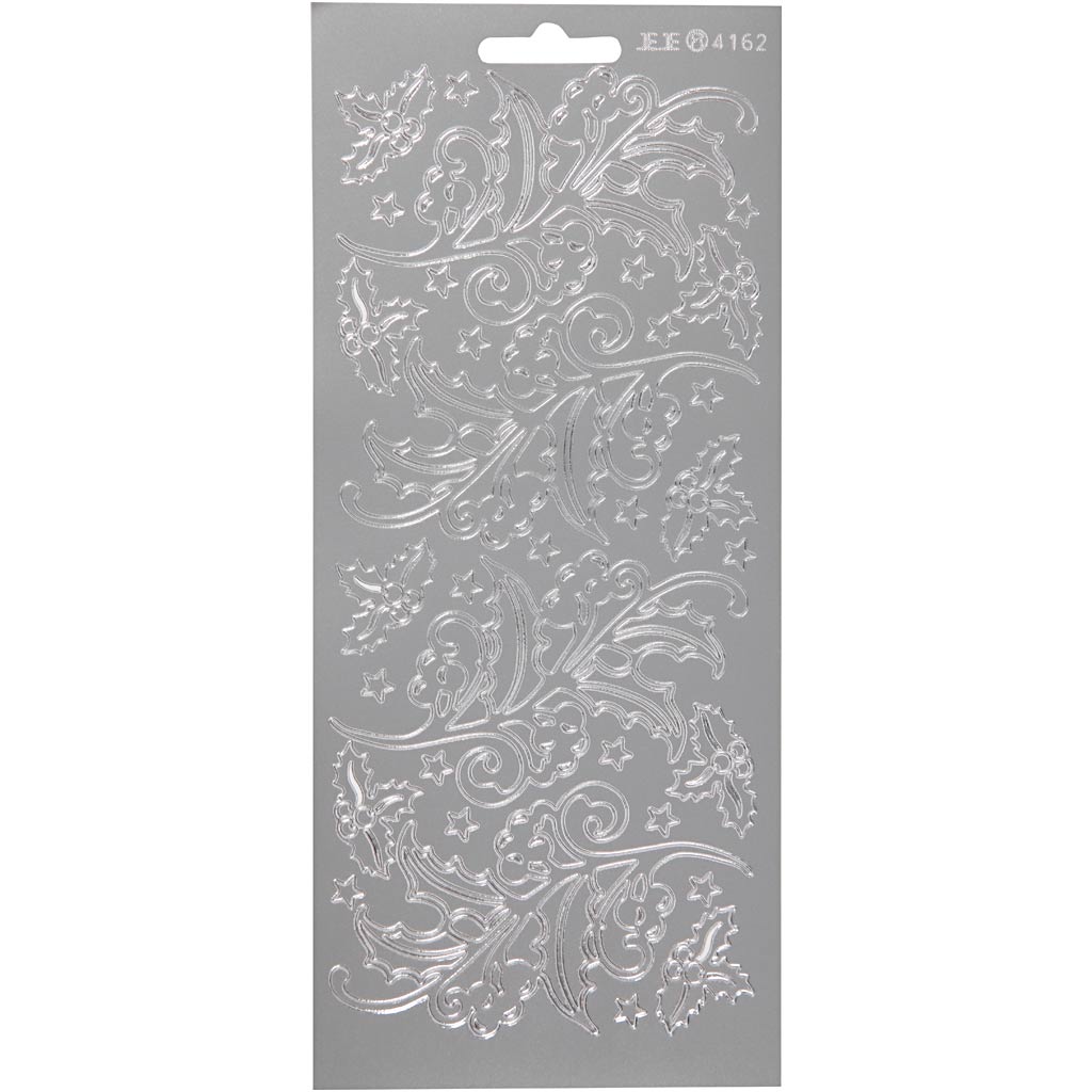 Creativ company stickers, holly, sheet 10x23 cm, silver, 1 sheet