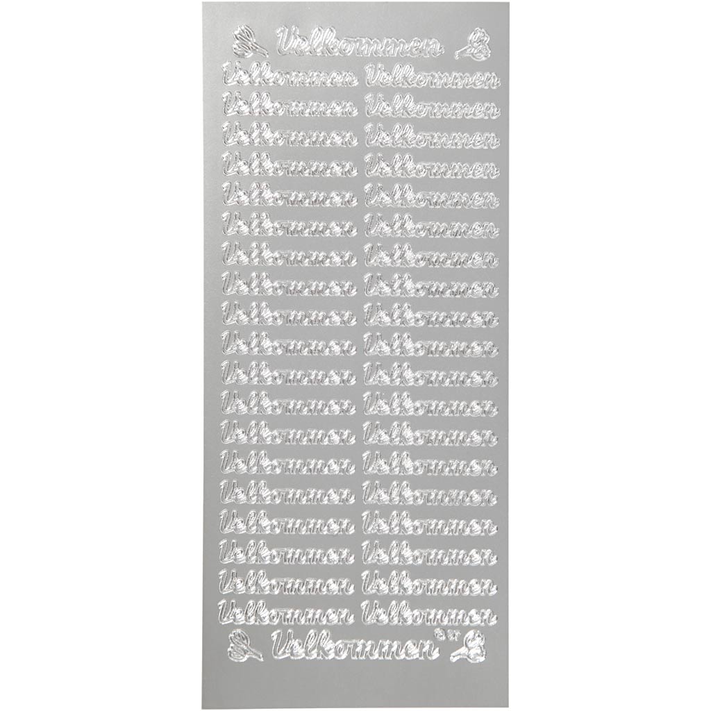 Creativ company stickers, velkommen, vel 10x23 cm, silver, 1 vel