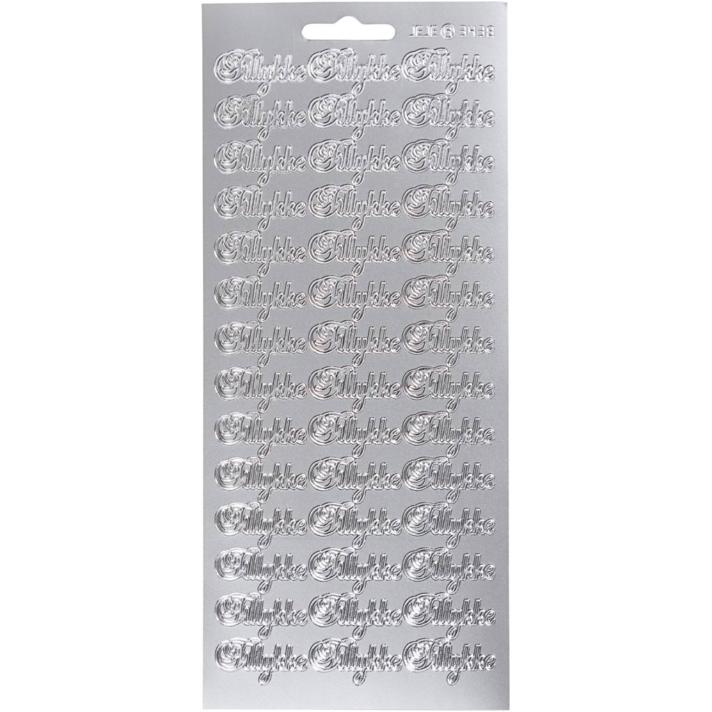 Creativ company stickers, tillykke, sheet 10x23 cm, silver, 1 sheet