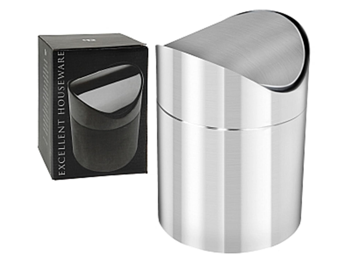Excellent houseware stainless steel table waste bin with swing lid