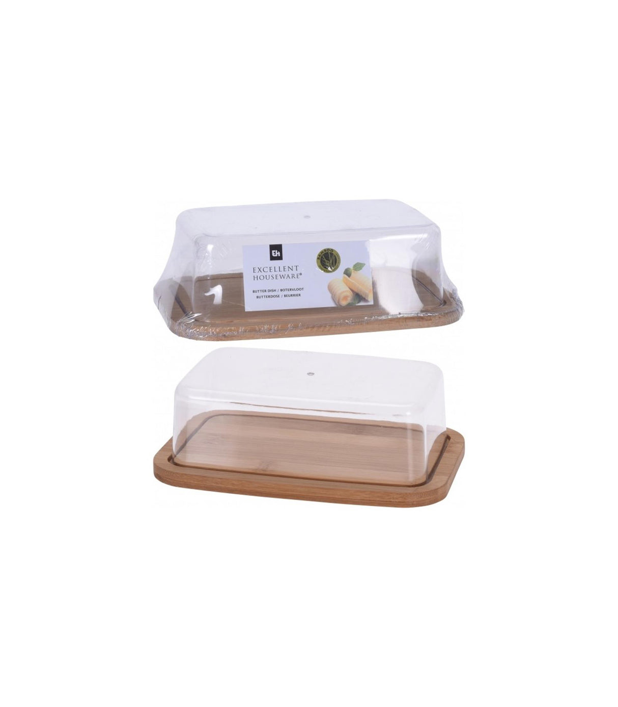 Excellent houseware botervloot met bamboe deksel