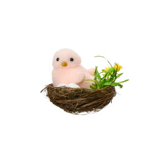 Poussin in Nest mousse 4 Assorti Pâques