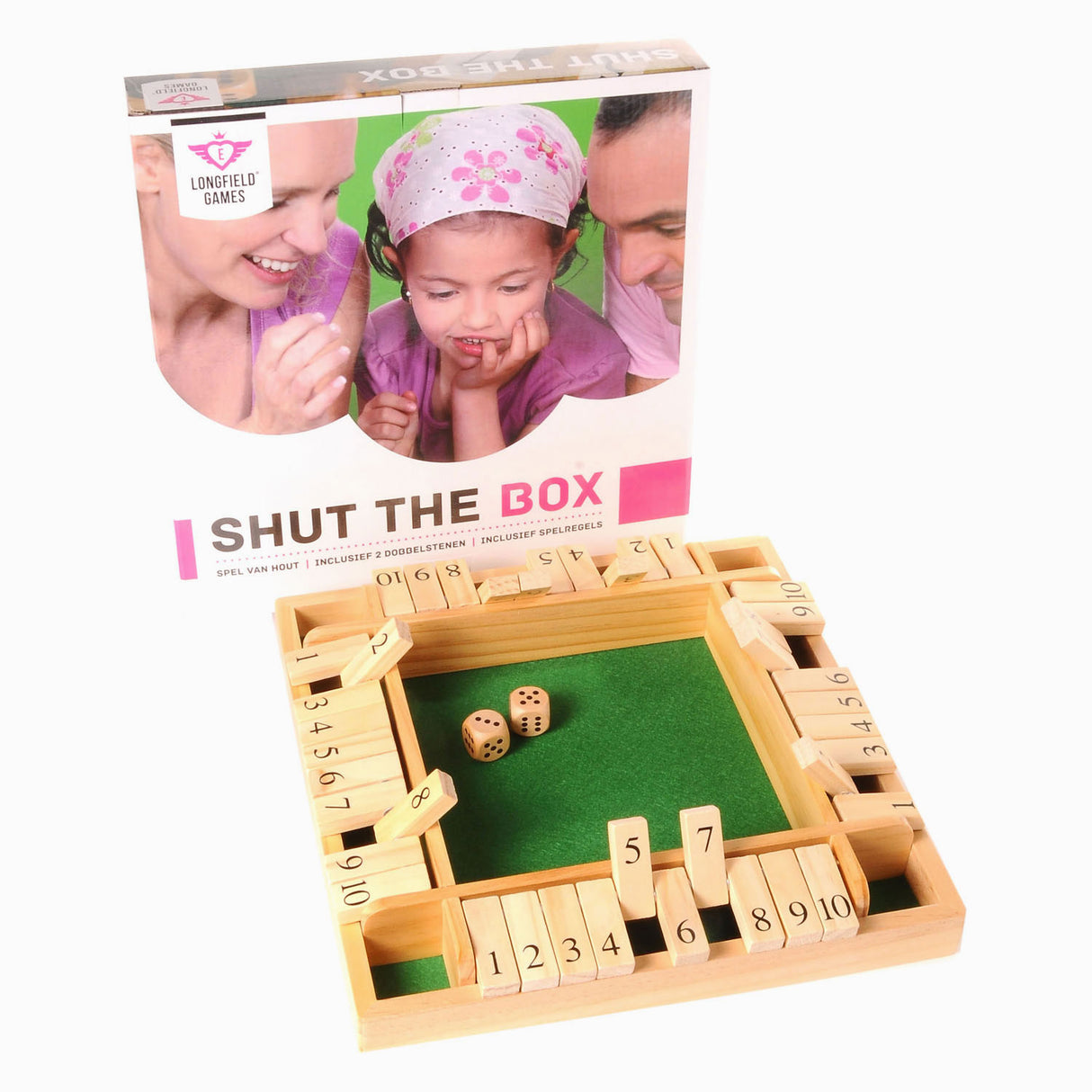 Jeu de dés en bois Shut the Box, 4 joueurs