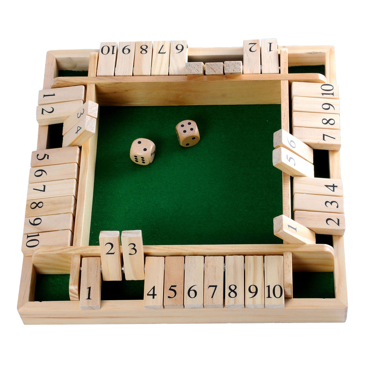 Jeu de dés en bois Shut the Box, 4 joueurs