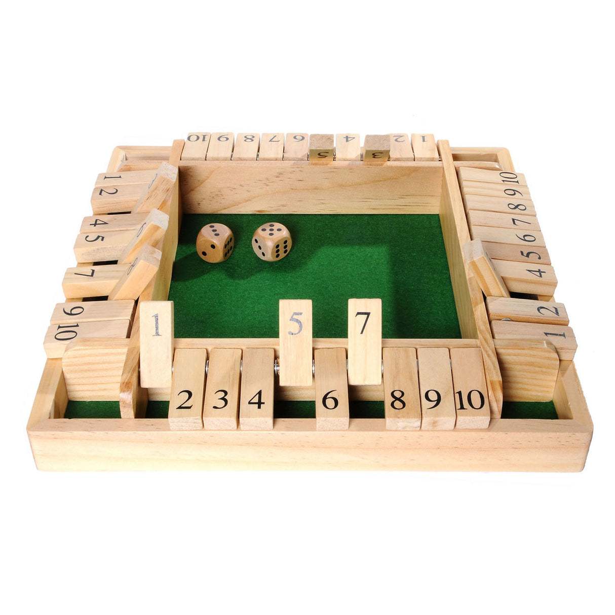 Jeu de dés en bois Shut the Box, 4 joueurs