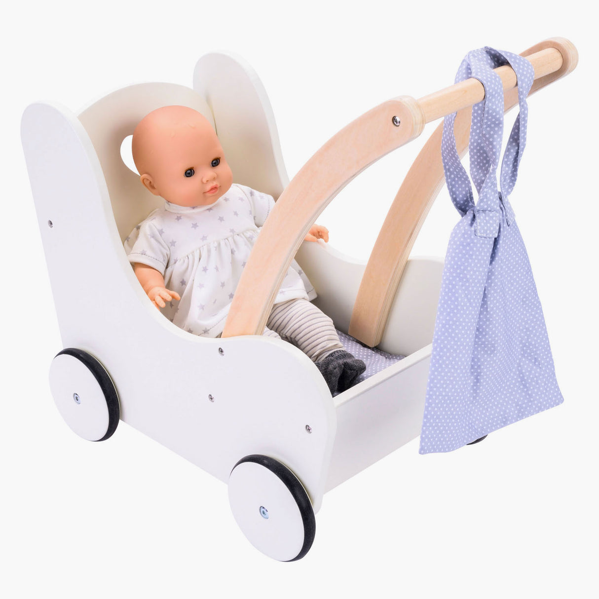 Wooden Doll Walker Gray White