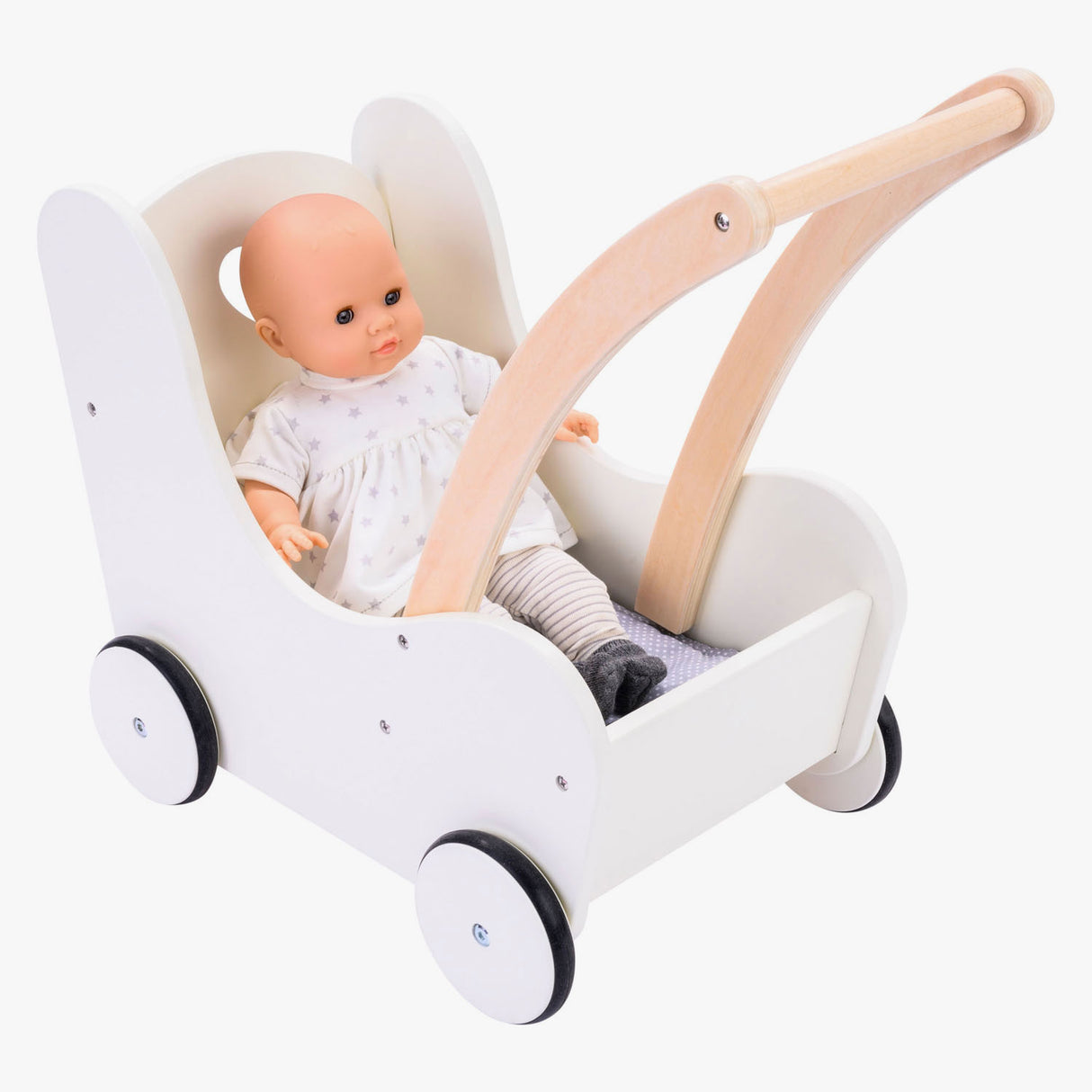 Wooden Doll Walker Gray White