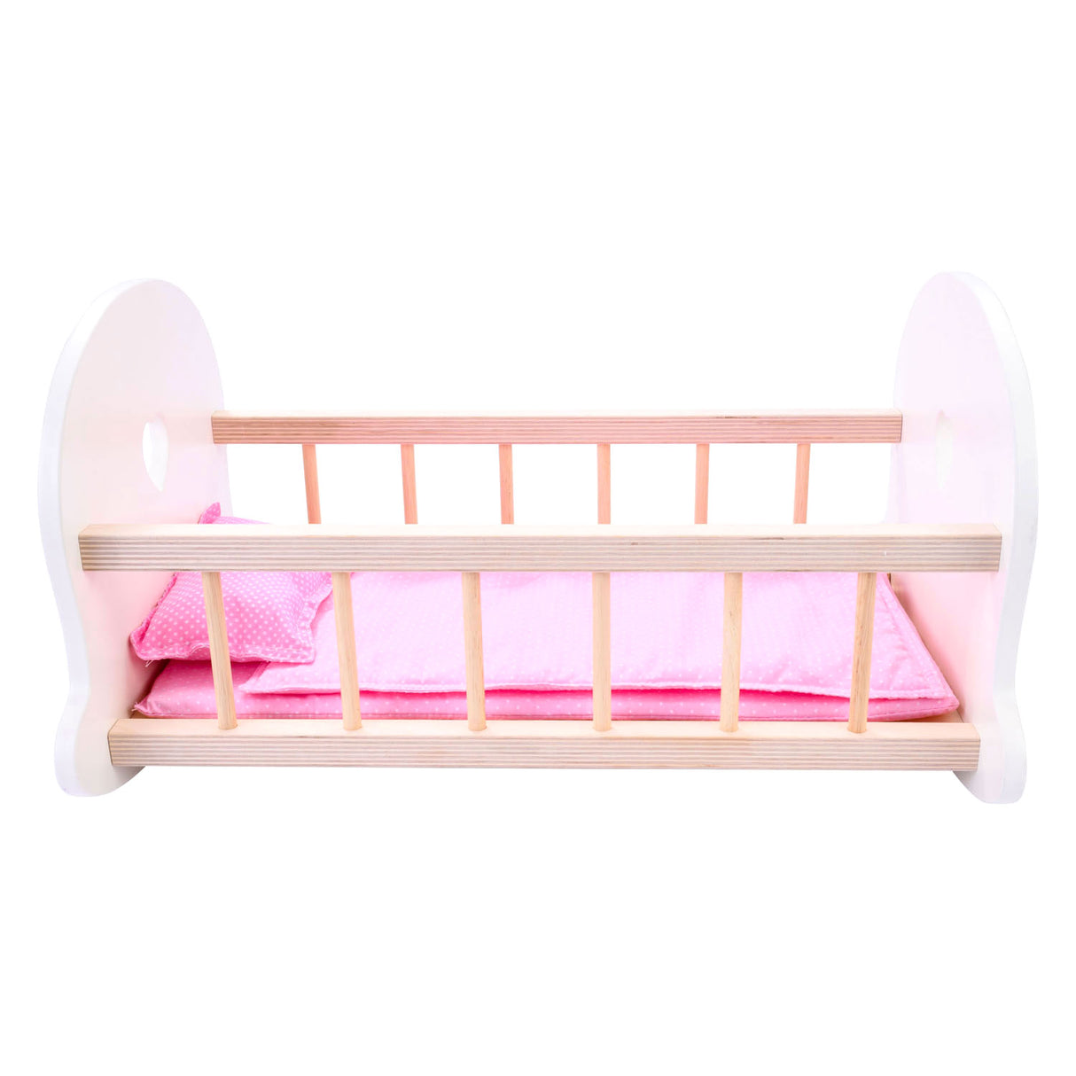 Куклено легло Люлееща се люлка, розово бяло