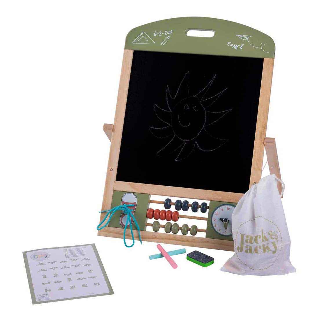 Wooden table school and whiteboard